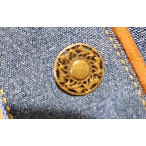 ELCC DENIM TAPESTRY ANIMAL PRINT BLUE JEAN JACKET Size Medium Stretch Unique - Picture 16 of 16